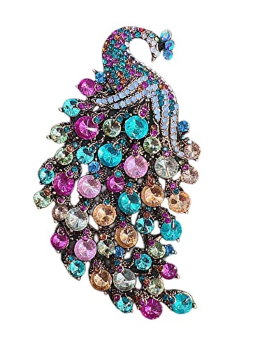 Rhinestone Peacock Brooch Pin for Women Girls Fashion Exquisite Exaggerated